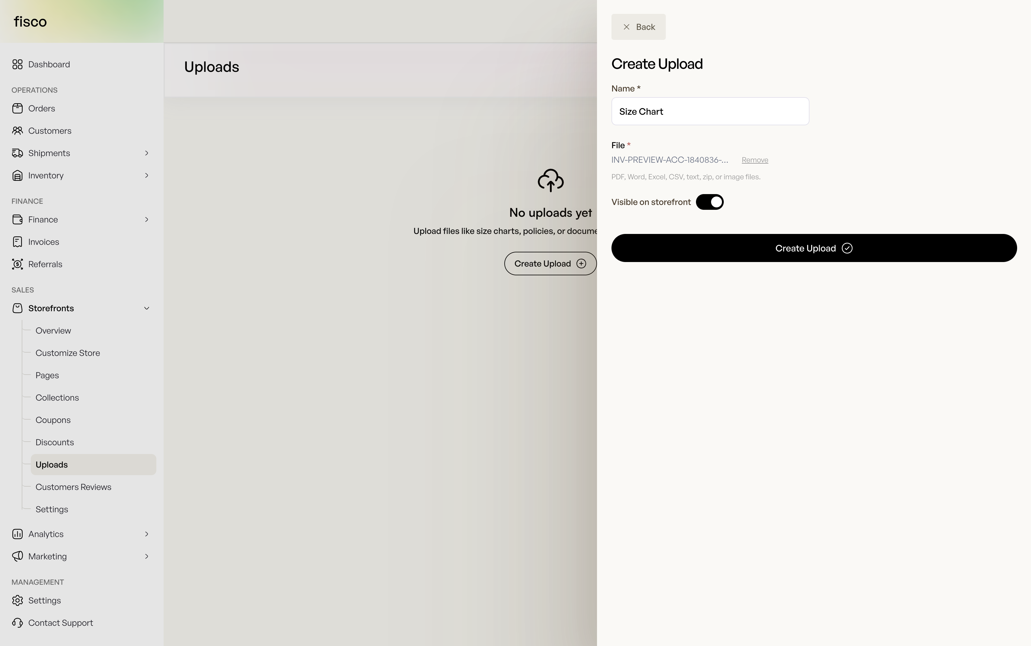 Adding a file upload in Fisco
