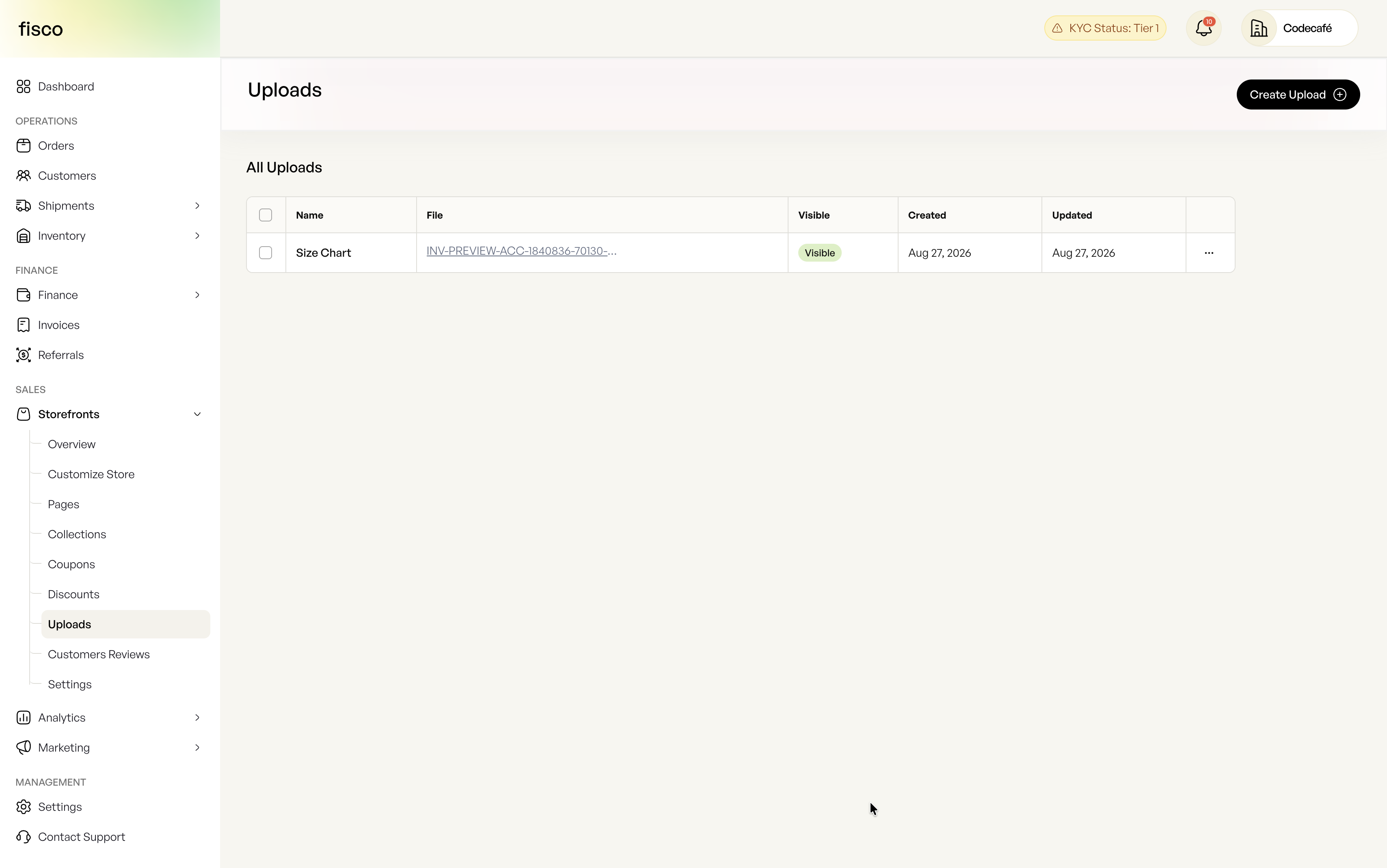 Managing uploads in Fisco